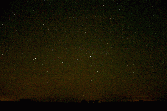 Photograph of the constellations Capricornus, Aquarius and Piscis Austrinus, showing the path of the ecliptic