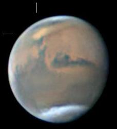 A Martian dust storm over the Mare Acidalium in the planet's Northern hemisphere, imaged by John Boudreau in May 2018 (Image: John Boudreau /ALPO-Japan)