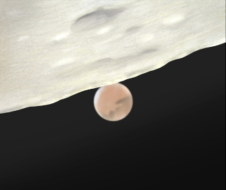 An occultation of Mars by the Moon sketched by Chris Nuttall in December 2022 (Image: Chris Nuttall/ALPO-Japan)